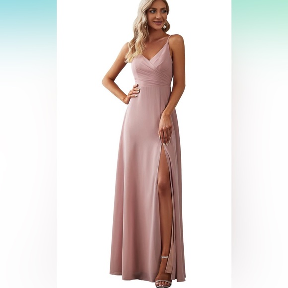 green emerald velvet dress BABARONI Dusty Rose Chiffon Bridesmaid Dress with Flutter Sleeves Sash Bow Floor Length Maxi Wedding Guest Gown main image 0